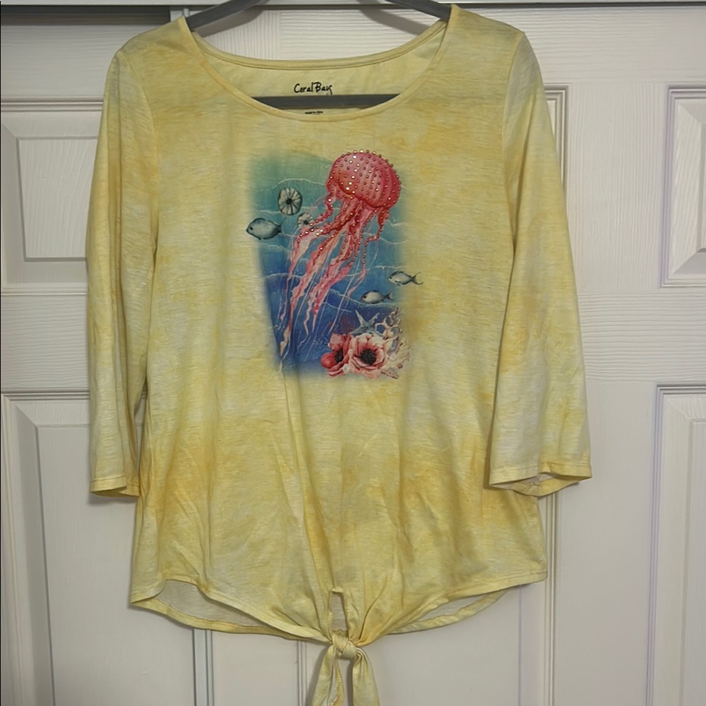 Coral Bay Yellow Tie-Front Women's Top